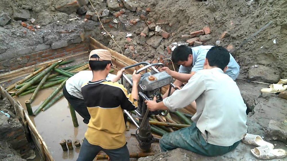 Thi công cọc tre tại hội an